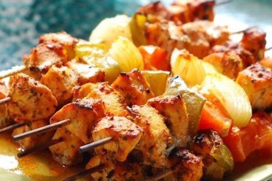 Chicken Shish With Baked Vegetables