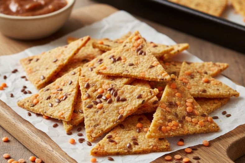 Lentil Chips With Flax Seeds