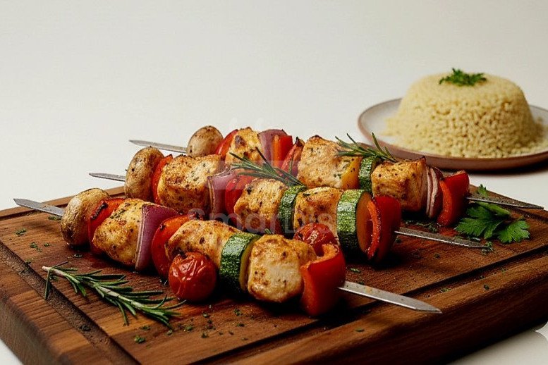 Fırında Sebzeli Tavuk Şiş