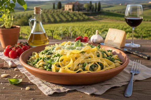 Ispanaklı Bezelyeli Makarna