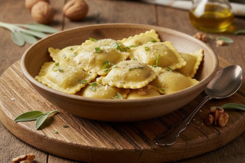 Mantar Ve Ceviz Dolgulu Ravioli