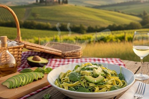 Avokadolu Ve Ispanaklı Fettuccine Makarna