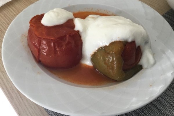 Stuffed Peppers And Tomatoes With Meat